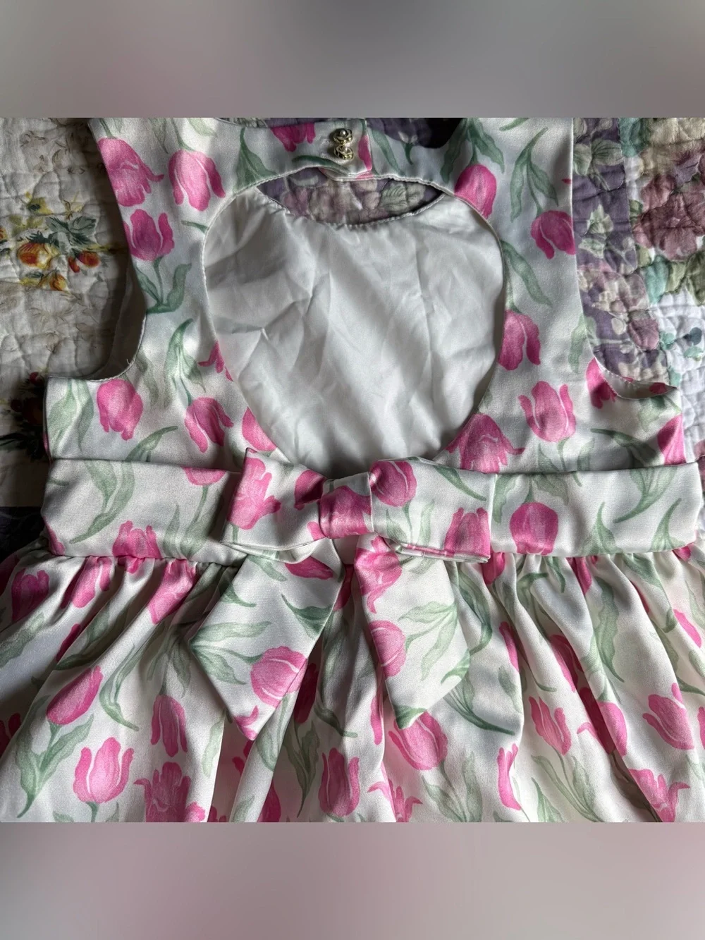 Rachel Zoe White Dress with Pink Tulip Print